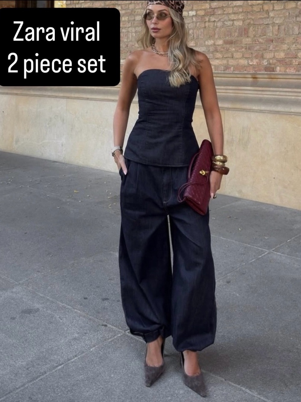 TREND NEW  (SET ) ZARA DENIM  BALLOON PANTS AND TOP 
🚨FIRM PRICE